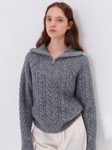 TWIST COLORING ZIP-UP KNIT GRAY - camino - Modalova