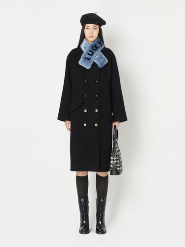 Re-Order] Round Neck Color Pleated Double Coat - LUCKY CHOUETTE - Modalova