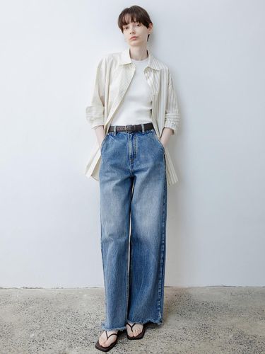 TG_Washed raw edge wide jeans - tageechita - Modalova