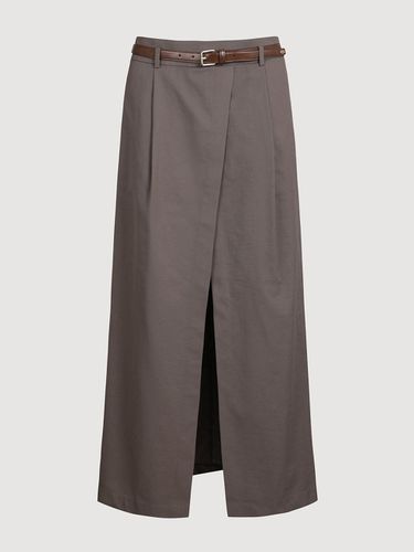 Front Slit H-line long Skirt (Optional Belt) - LUCKY CHOUETTE - Modalova