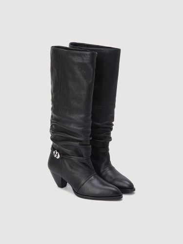 Turnup Shirring Leather Boots - LUCKY CHOUETTE - Modalova