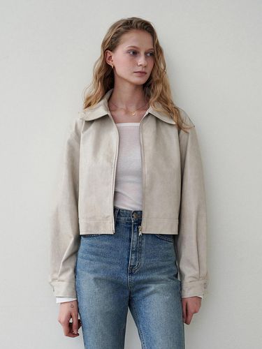 Urban Crop Leather Jacket - Beige - LOEIL - Modalova