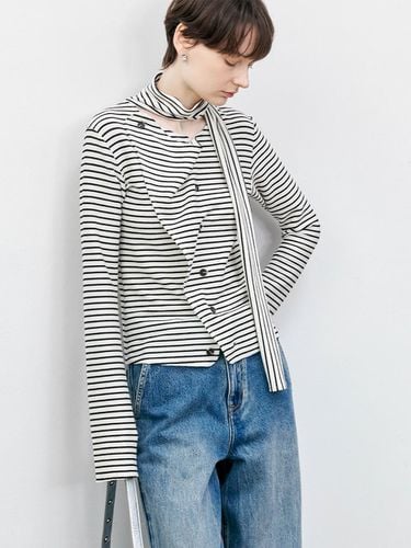 TG_Striped button point muffler top - tageechita - Modalova