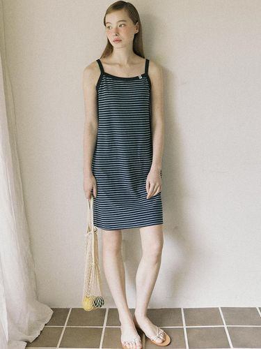 Jemma Stripe Sleeveless Dress - Navy - ourhope - Modalova