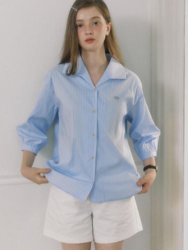 Collar Stripe Cotton Shirt - Skyblue Stripe - ourhope - Modalova