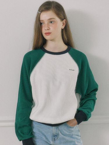 Two-tone Waffle Sweatshirt - Green - ourhope - Modalova