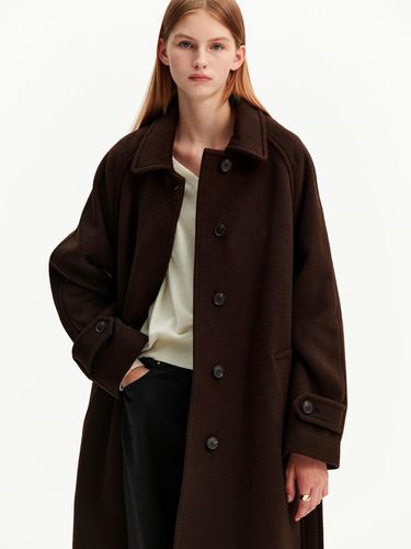 Oversized Fit Wool Balmacaan Belted Long Coat - MONGDOL - Modalova