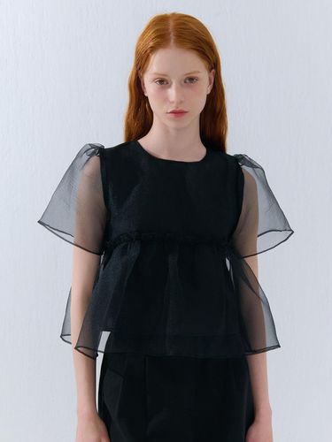 SUMMER ORGANZA SHIRRING BLOUSE - camino - Modalova