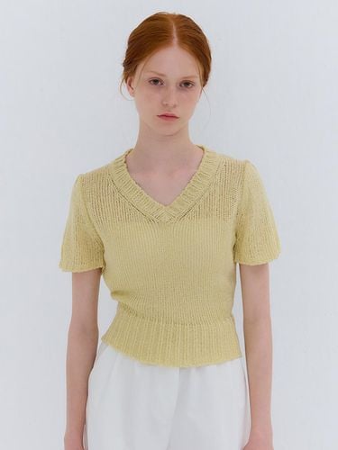 SUMMER V-NECK SHIRRING KNIT - camino - Modalova