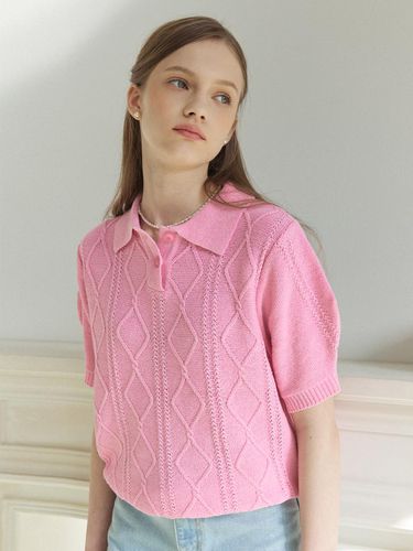 Maryam Cable Collar Knit - Pink - ourhope - Modalova