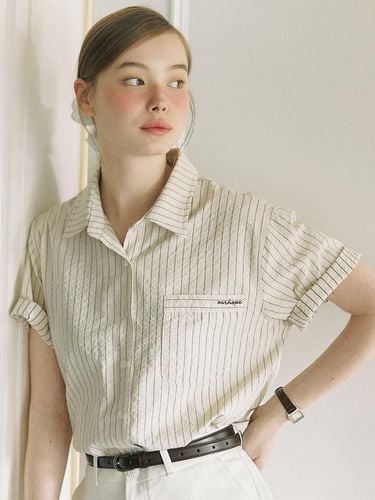 Anne Stripe Shirt - Beige - ourhope - Modalova