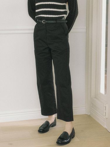 Belt Set Plain Cotton Pants - Black - ourhope - Modalova