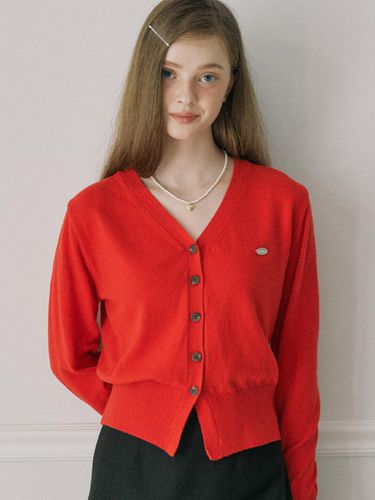 Cashmere Wool V-Neck Cardigan - Red - ourhope - Modalova