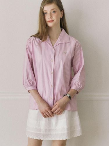 Collar Stripe Cotton Shirt - Pink Stripe - ourhope - Modalova