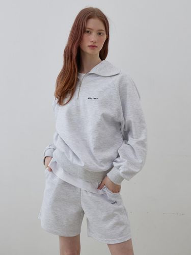 SET] Half Zip-Up Sweatshirt + Sweat Shorts WG - bibyseob - Modalova