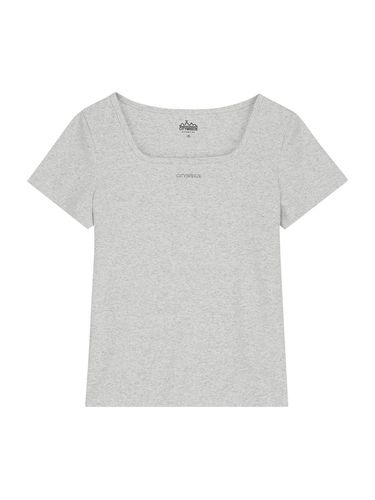 Essential Square Neck Short-Sleeved T-Shirt_MELANG - CITYBREEZE - Modalova