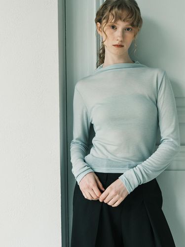 Half-neck See-Through T-shirt - BASIKA - Modalova