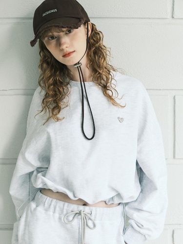 String Knit Sweatshirt_white melange - BASIKA - Modalova