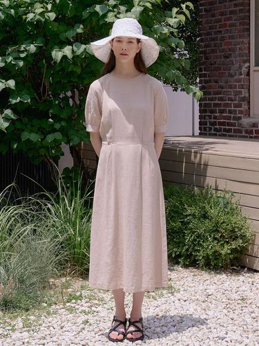 Linen puff long dress beige [T42] - bibyseob - Modalova