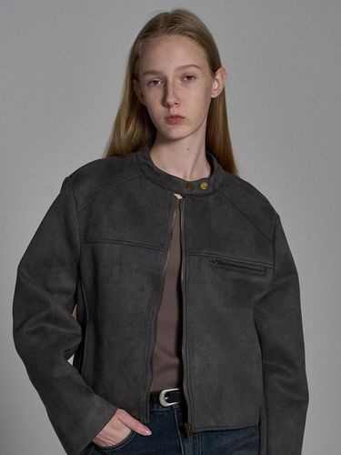 Suede Zip-up Jacket_Charcoal - ELLIOTI - Modalova