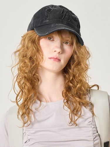 Damage Washed Ball Cap_Black - ELLIOTI - Modalova