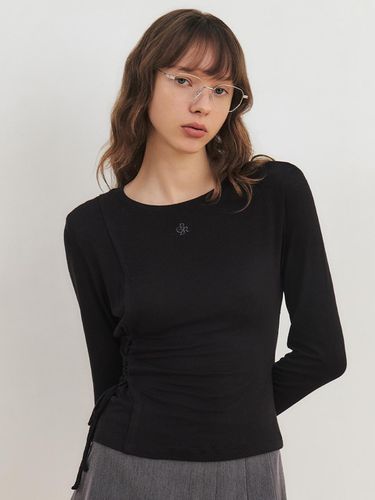 Wool Tencel Lace-up T-shirt_BLACK - CITYBREEZE - Modalova