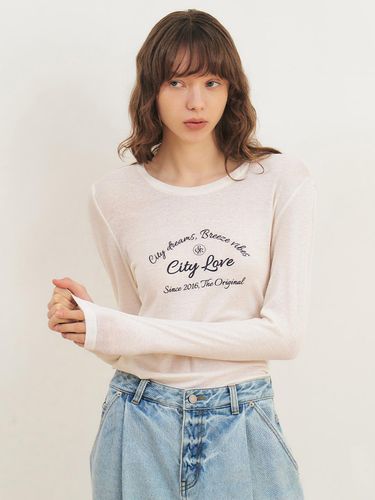 Wool Tencel City Love Lettering Long-Sleeved T-shi - CITYBREEZE - Modalova