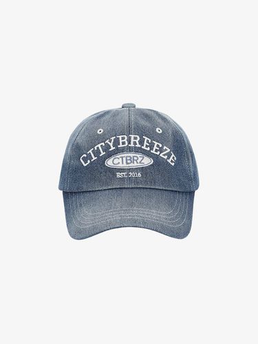 Denim Arch Logo Embroidered Ball Cap_INDIGO - CITYBREEZE - Modalova