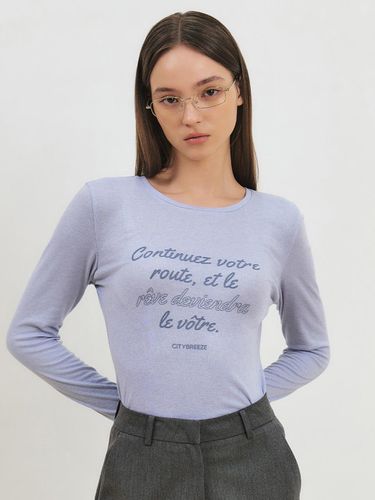 Wool Tencel French Lettering Long-Sleeved T-shirt - CITYBREEZE - Modalova