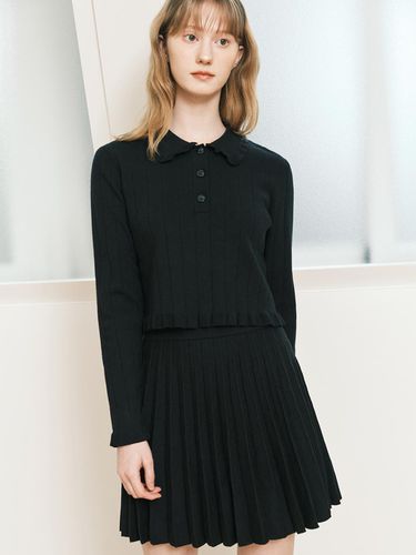 Pleated Knitwear Skirt_black - BASIKA - Modalova