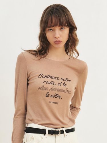 Wool Tencel French Lettering Long-Sleeved T-shirt - CITYBREEZE - Modalova