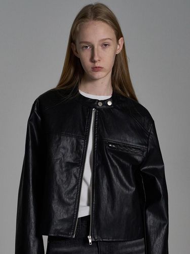 Leather Zip-up Jacket_Black - ELLIOTI - Modalova