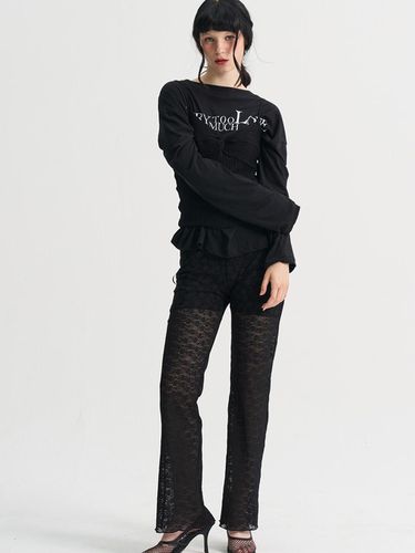 Lace Semi Boots Cut Pants_Black - SORRY TOO MUCH LOVE - Modalova