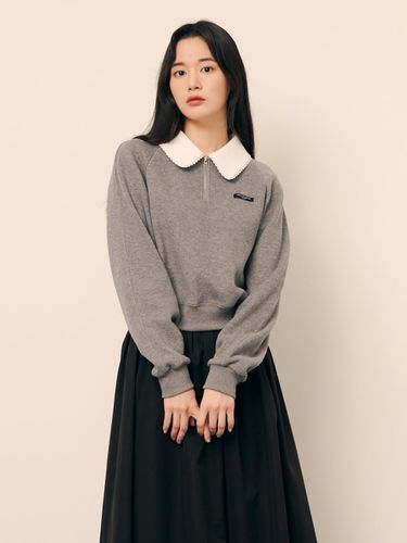 Lace Collar Zip-Up Sweatshirt GP9P0TS911 - JJ JIGOTT - Modalova