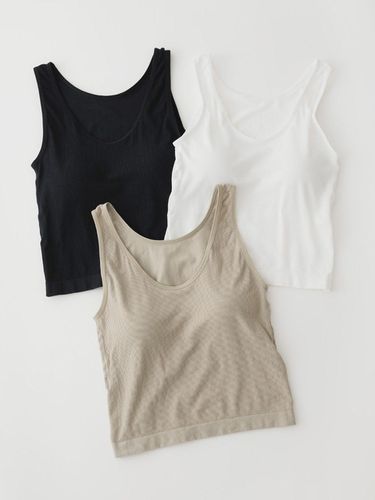 Built-in Cap Ribbed inner Sleeveless Top - KOZNOK - Modalova