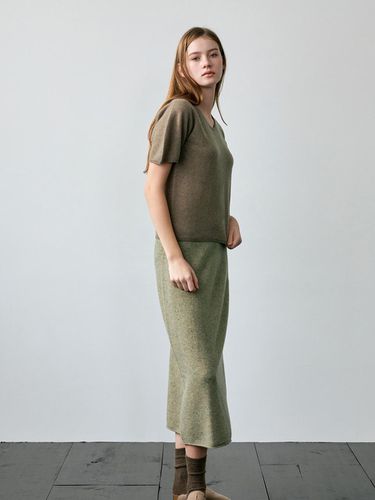 Refold Long Knit Skirt - Khaki - KOZNOK - Modalova