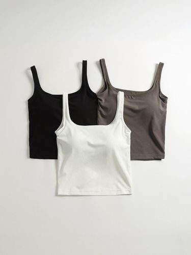 Basic Built-in Cap Ribbed Sleeveless Top - KOZNOK - Modalova