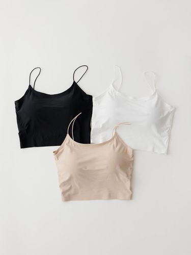 Built-in Cap Seamless Cropped Strap Sleeveless Top - KOZNOK - Modalova