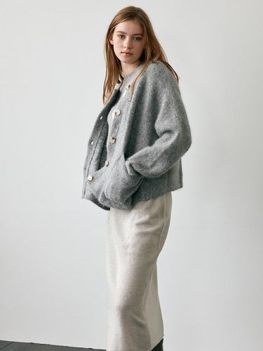 Refold Long Knit Skirt - Gray - KOZNOK - Modalova