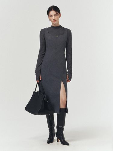 Wool slit long dress_GREY - ARTID - Modalova