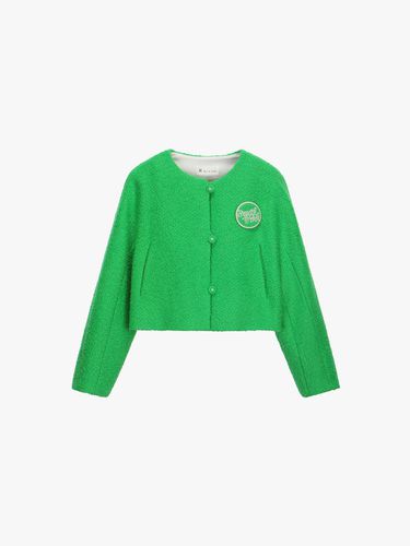 Collarless Cropped Jacket (GREEN) - itMICHAA - Modalova