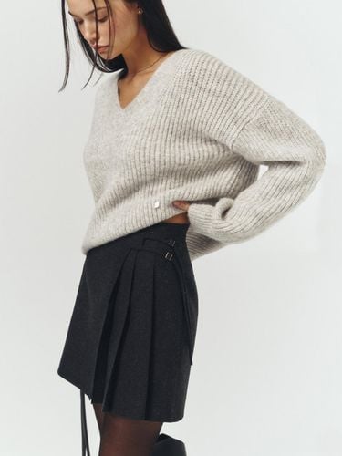 Pleats Wool Wrap Skirt_CHARCOAL - ARTID - Modalova