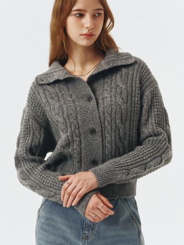 High-neck Cable Cardigan_GREY - ARTID - Modalova