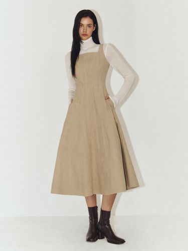 Corduroy Flared Sleeveless Long dress_BEIG - ARTID - Modalova