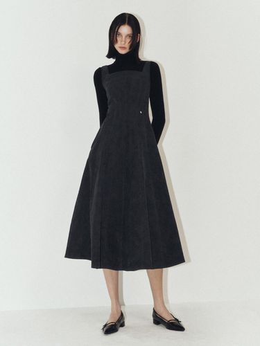 Corduroy Flared Sleeveless Long dress_CHARCOAL - ARTID - Modalova