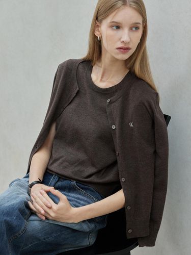 Wool Round Cardigan_Brown - hyyk - Modalova