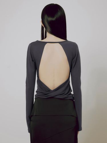 Backless Drape Long Sleeve Top - FLARE UP - Modalova