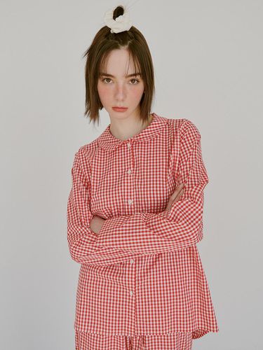 Red check round collar shirt - SLEEPYGOM - Modalova