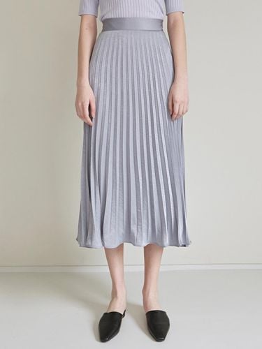 GLOSSY ACCORDION SKIRT_BLUE GRAY - YAN13 - Modalova