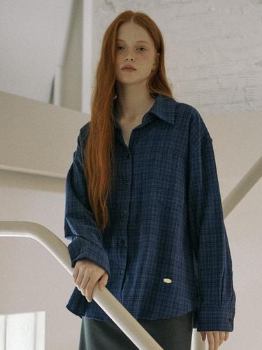 COTTON CHECK SHIRT_NAVY - YUPPE - Modalova